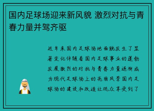 国内足球场迎来新风貌 激烈对抗与青春力量并驾齐驱